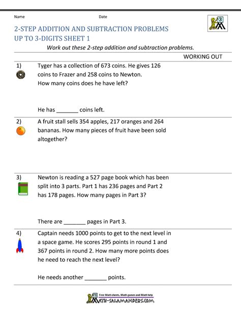 three digit word problems addition and subtraction|Addition and Subtraction Word Problems Worksheets .